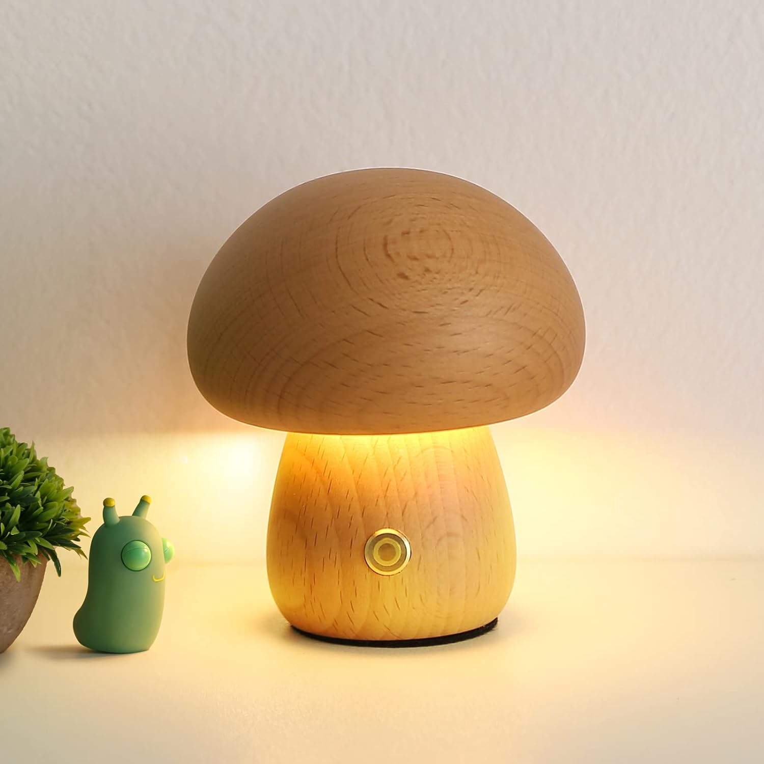 Wooden Mushroom Night Light With Touch